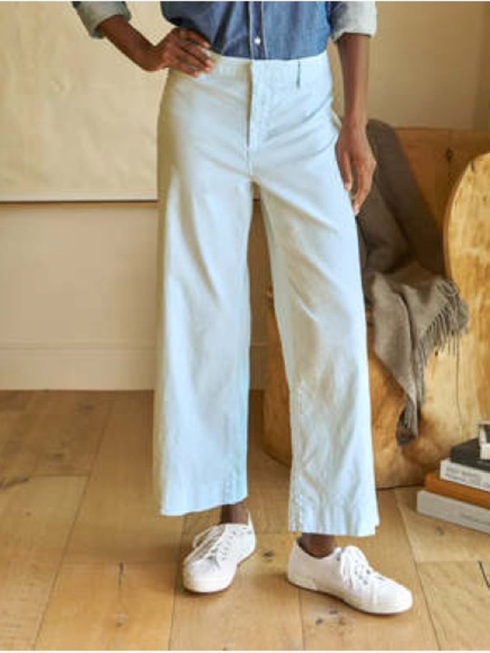 Frank &‎ Eileen Wexford Cropped Wide Leg Pants Trousers Casual Size 8 Sea Breeze